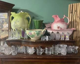 Pottery, glassware, salt & pepper