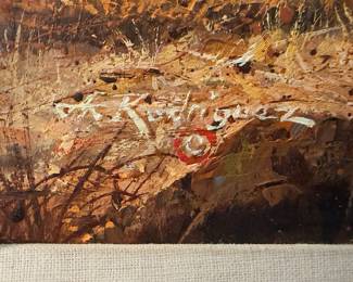 Artist: Alfredo Rodriguez "Fall Hunter" Oil on panel / board 9 x 12 inches