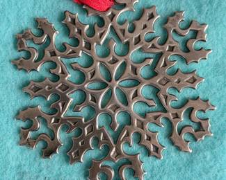 Vintage Tiffany & Co. Makers Snowflake Ornament (1995) Intricate sterling silver openwork snowflake holiday ornament