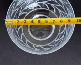 Tiffany & Co. Crystal Bowl Features an etched trailing leaf/vine pattern. • Diameter: 9.5" | Height: 5.5"