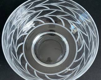 Tiffany & Co. Crystal Bowl Features an etched trailing leaf/vine pattern. • Diameter: 9.5" | Height: 5.5"