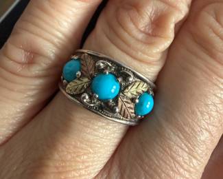 Black hills gold & sterling sleeping beauty turquoise