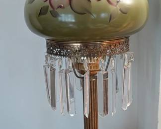 Glass Lamp with Crystal Prisms 26" tall6"sq base