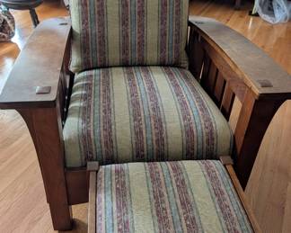 Stickley Chair 34.5 wide, Stickley Ottoman 19x15x15