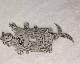 Anthropologie Mermaid Pewter Switch Cover 10x4.5"