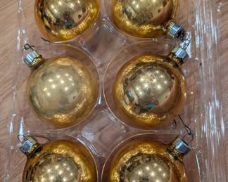 Vintage gold 2" diameter glass ornaments