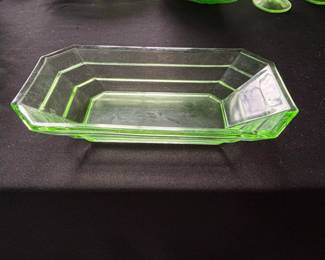 Indiana Glass Tea Room Pattern Green Divided Relish Dish