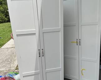 White Shaker Style Wardrobe or Armoire Set of