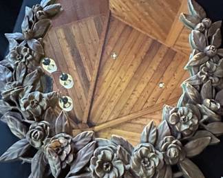 Vintage Syroco Floral Relief Wall Mirror