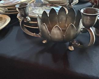 Vintage Leonard Silver Plate Lotus Flower Candelabra