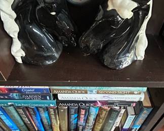 Pair of Vintage Black and White Ceramic Horse Head Bookends