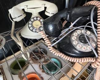Vintage REDIA Rotary Dial Telephone and Cream Rotary Dial Telephone