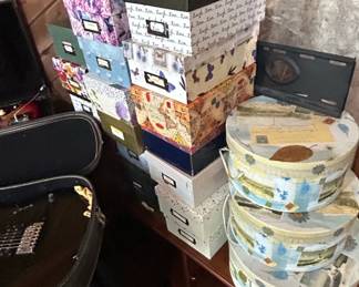 Decorative Storage Boxes and Round Ephemera Hat Boxes
