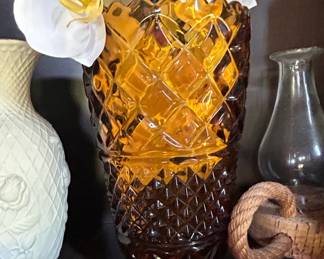 Imperial Glass Amber Diamond Point Vase