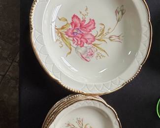Royal Heidelberg Winterling Pattern Serving Bowl and Saucers