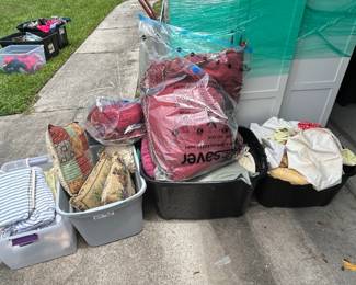 Assorted Textiles and Decorative Pillows