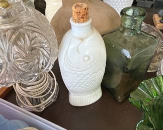 Dr. Fischs Bitters Milk Glass Fish Bottle