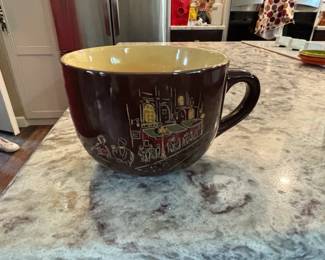 Large Ceramic Mug with European Street Scene and Tram