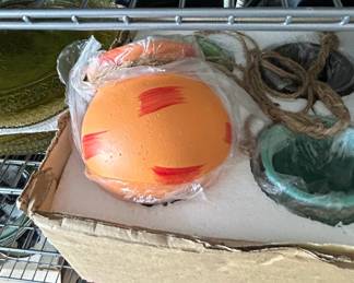 Orange Ceramic Pumpkin with Red Brushstrokes
