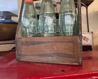 CocaCola Georgia Peach Glass Bottles in Wooden Crate