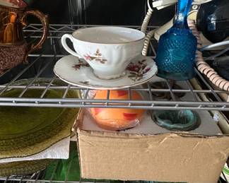 Vintage Moss Rose Teacup and Saucer Set