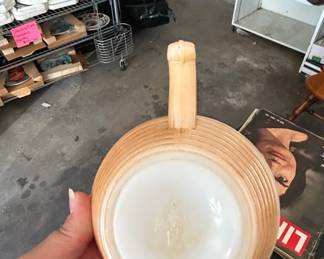 FireKing Peach Lustre Handled Soup Bowl