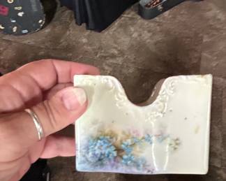 Vintage R.S. Germany HandPainted Porcelain Card Holder with ForgetMeNots