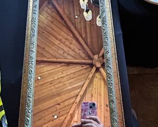 Ornate Gilt Wood Mirror with Floral Motif