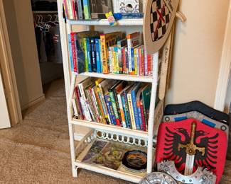 Wicker shelf with books