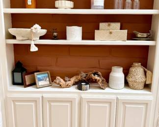 Candles, pictures frames, driftwood and decorative items