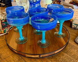 Beautiful handblown Mexican glassware Margarita set