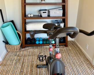 Yoga mats, set of weights & great bookshelf / shelving unit