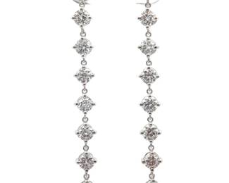 4.00 Carat Diamond Linear Dangle Earrings in 14k White Gold