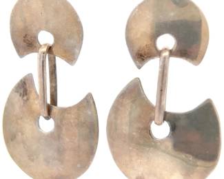 Glamorous Vintage Estate Geometric Dangle Earrings, Retro 1980s