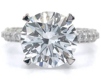 6.70 Carat Diamond Round Pave "Diamonds Everywhere" Engagement Ring in 14k White Gold w/ IGI Report