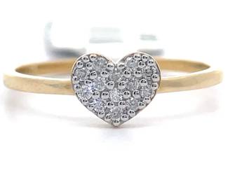 New! Pavé Natural Diamond Heart Ring in 14k Yellow Gold