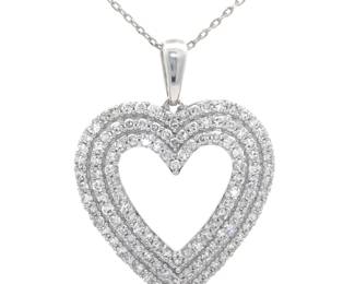 Sparkling 2 Carat Diamond Triple Halo Heart Necklace
