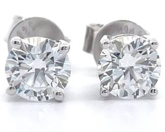 1.50 Carat Diamond Round Brilliant Solitaire Stud Earrings