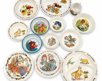 75 VintageChildrensCharacterDinnerwareLot13Pcs