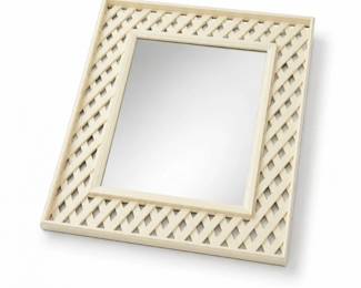 31 VintageLatticeFrameWallMirrorCreamCottageDecor