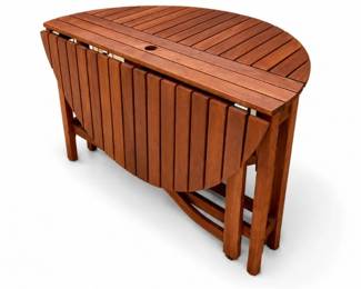 163 VintageFoldingOutdoorPatioTableEucalyptusWood