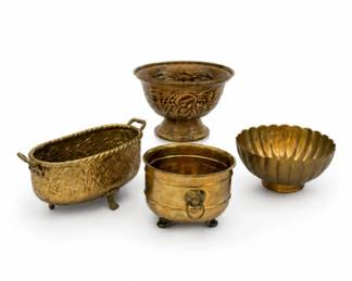 118 VintageBrassDecorativeBowlsPlantersCachepotSet