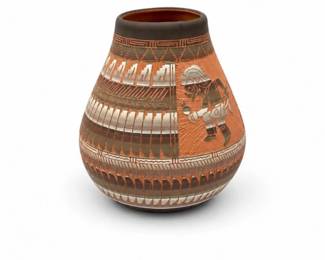 93 VintageDentonSouthwestPotteryVaseNativeDesign