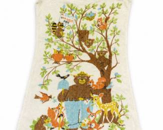 82 VintageSmokeyBearForestFireSafetyTeaTowel