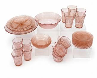 90 VintagePinkDepressionGlassDinnerwareLotSet