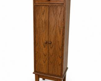 72 VintageOakStorageCabinetMidCenturyNarrowCupboard