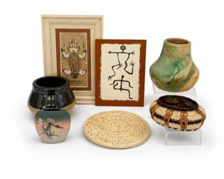 95 SouthwestNativeArtPotteryBasketDecorLotMixed