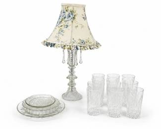 138 VintageCrystalBoudoirLampGlasswareCollectionBundle