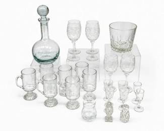 147 VintageClearGlasswareCollectionDecanterStemware