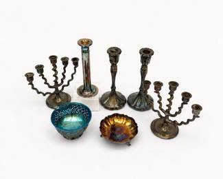 46 VintageSilverplateCandlestickCandelabraDecorBundle